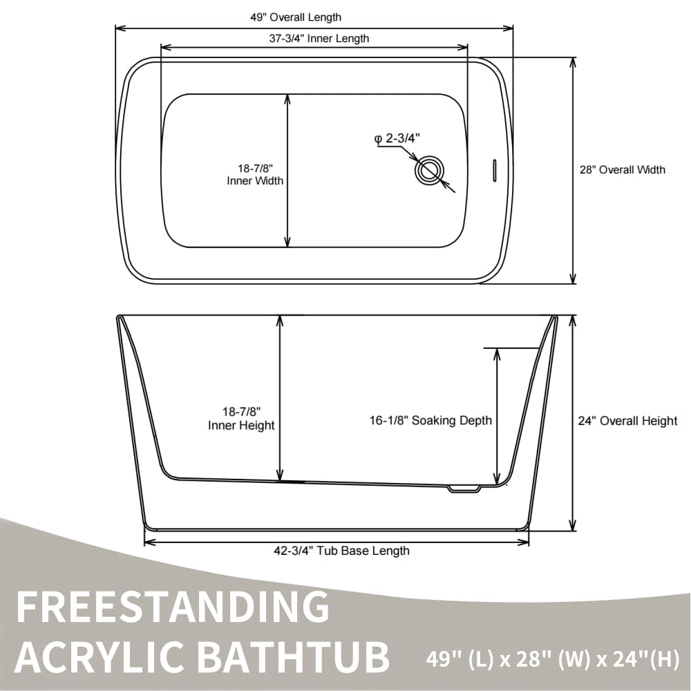 Freestanding Bathtub Acrylic Square Japanese Soaking Tub White_voghion.com